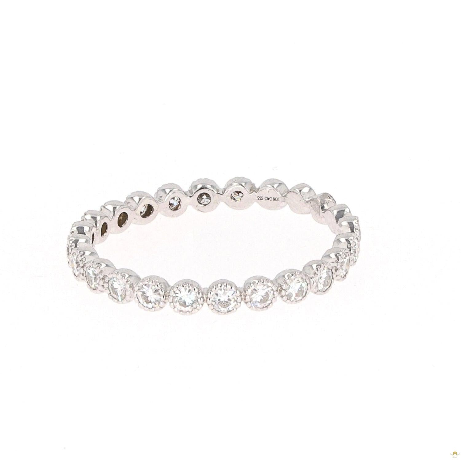 0.50 CTW   Round Bezel-Set Stackable Band in Sterling Silver