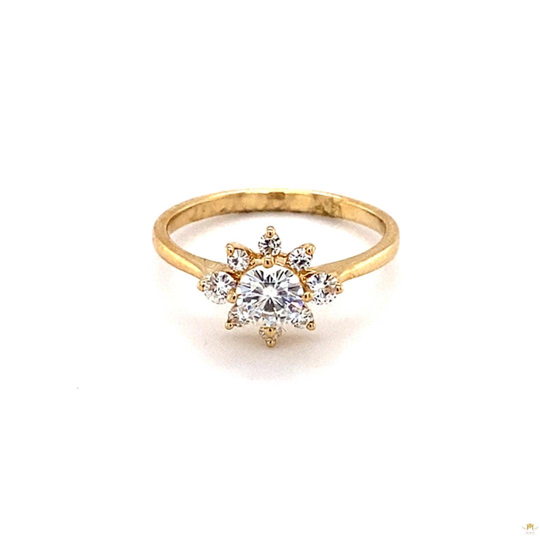 0.74 CTW   Round Near-Colorless Moissanite Statement Ring in 14K Yellow Gold