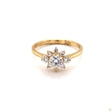 0.74 CTW   Round Near-Colorless Moissanite Statement Ring in 14K Yellow Gold