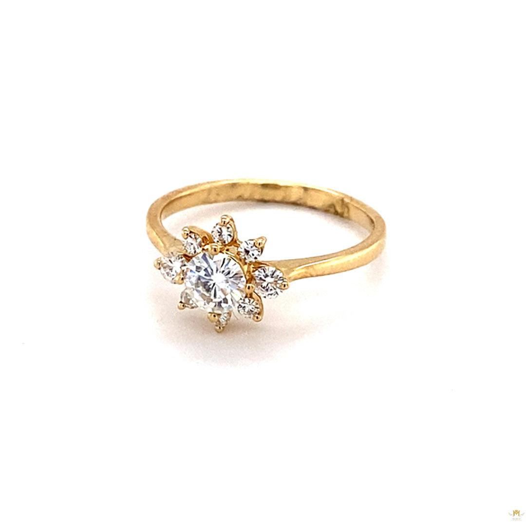 0.74 CTW   Round Near-Colorless Moissanite Statement Ring in 14K Yellow Gold