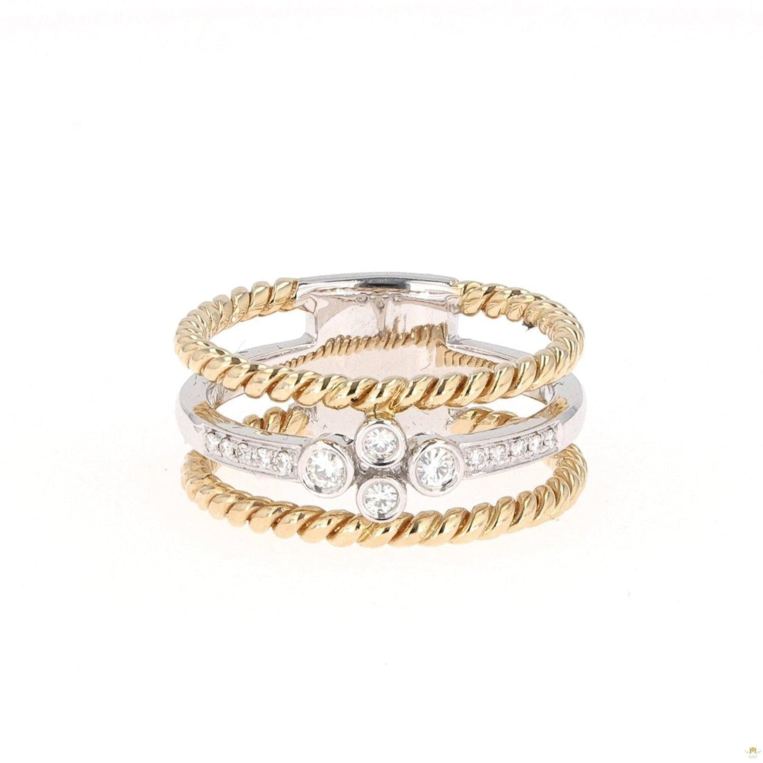 0.15 CTW   Round Near-Colorless Moissanite Band in 14K Two-Tone Gold