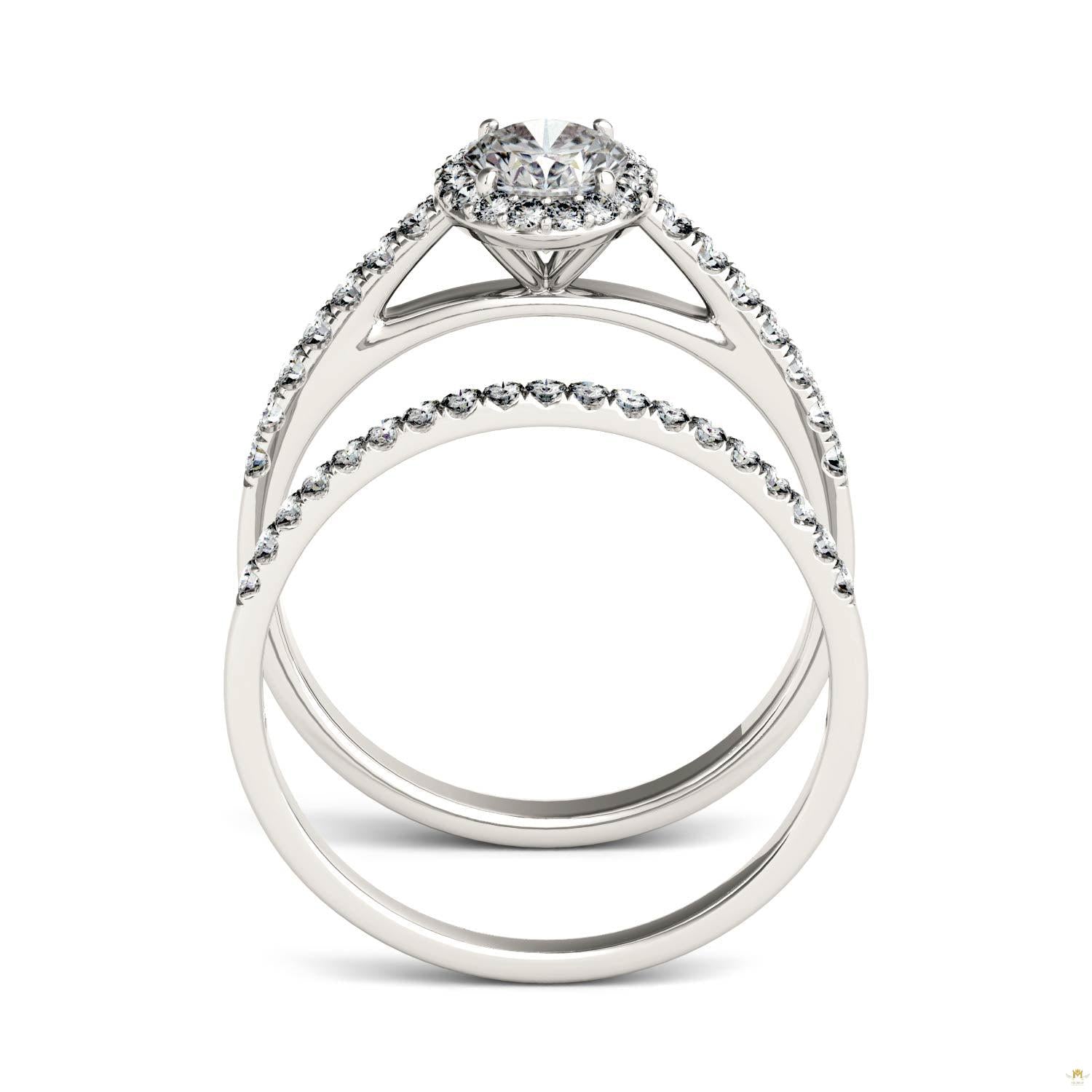 1.28 CTW   Oval Moissanite Halo Set in 14K White Gold