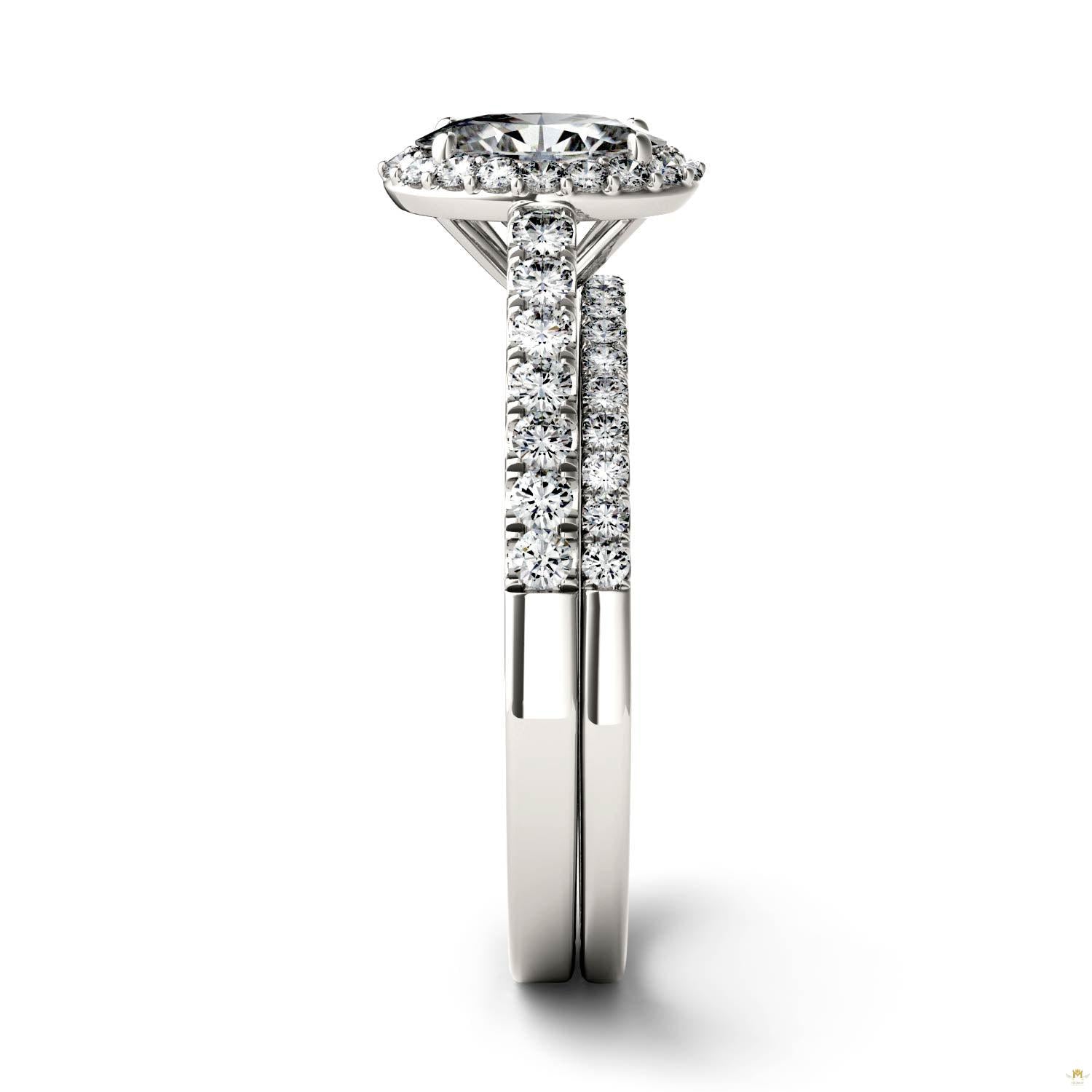 1.28 CTW   Oval Moissanite Halo Set in 14K White Gold