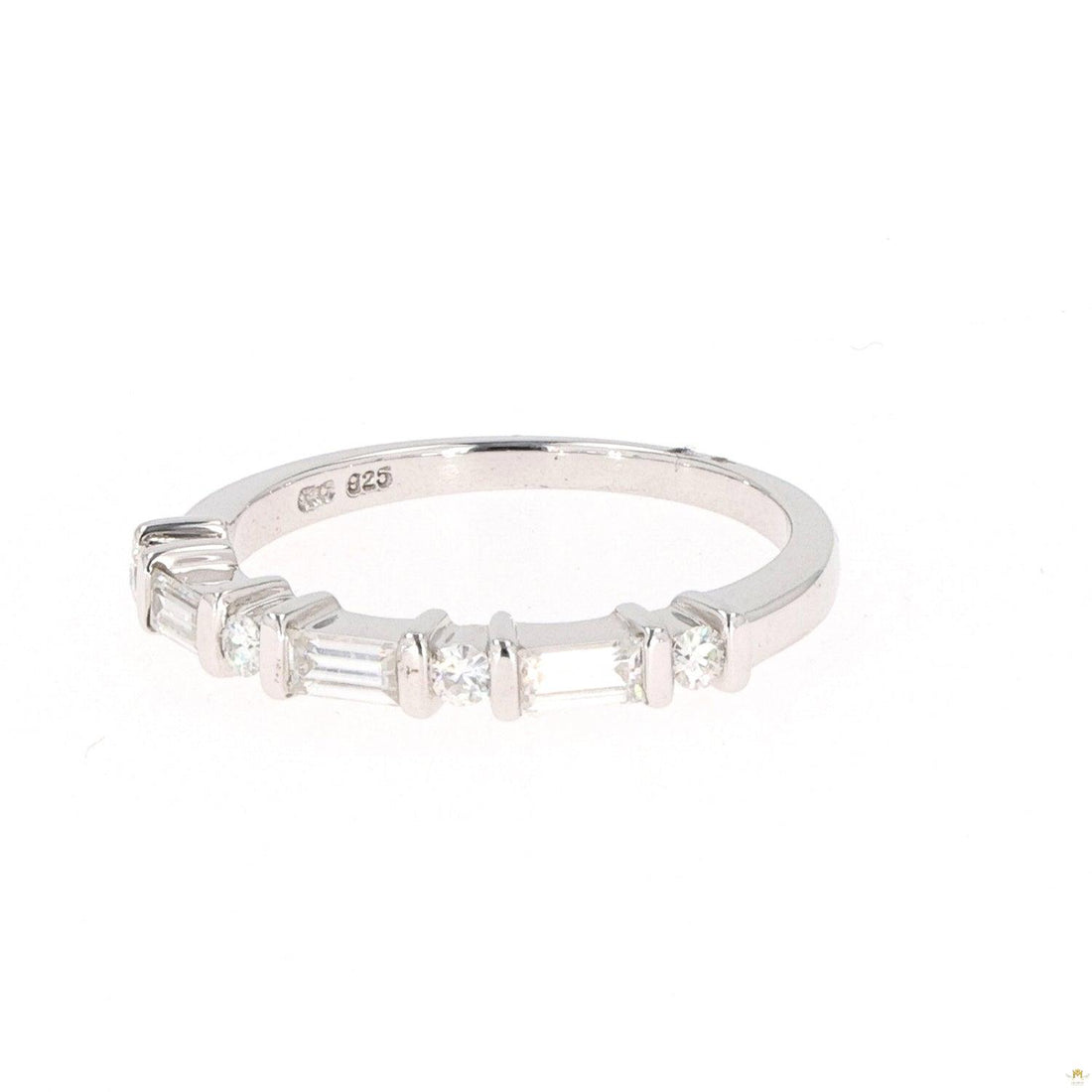 0.47 CTW   Baguette Near-Colorless Moissanite Bezel Wedding Band in Sterling Silver