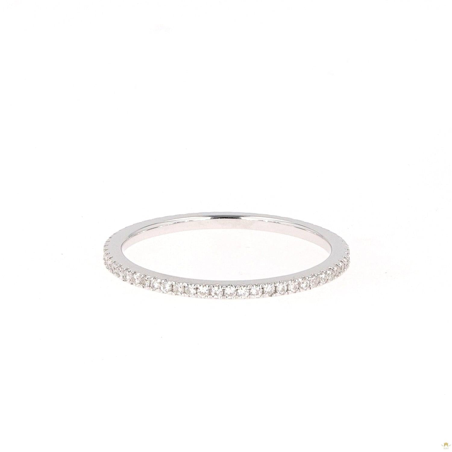 0.29 CTW   Round Near-Colorless Moissanite Pave Band in 14K White Gold