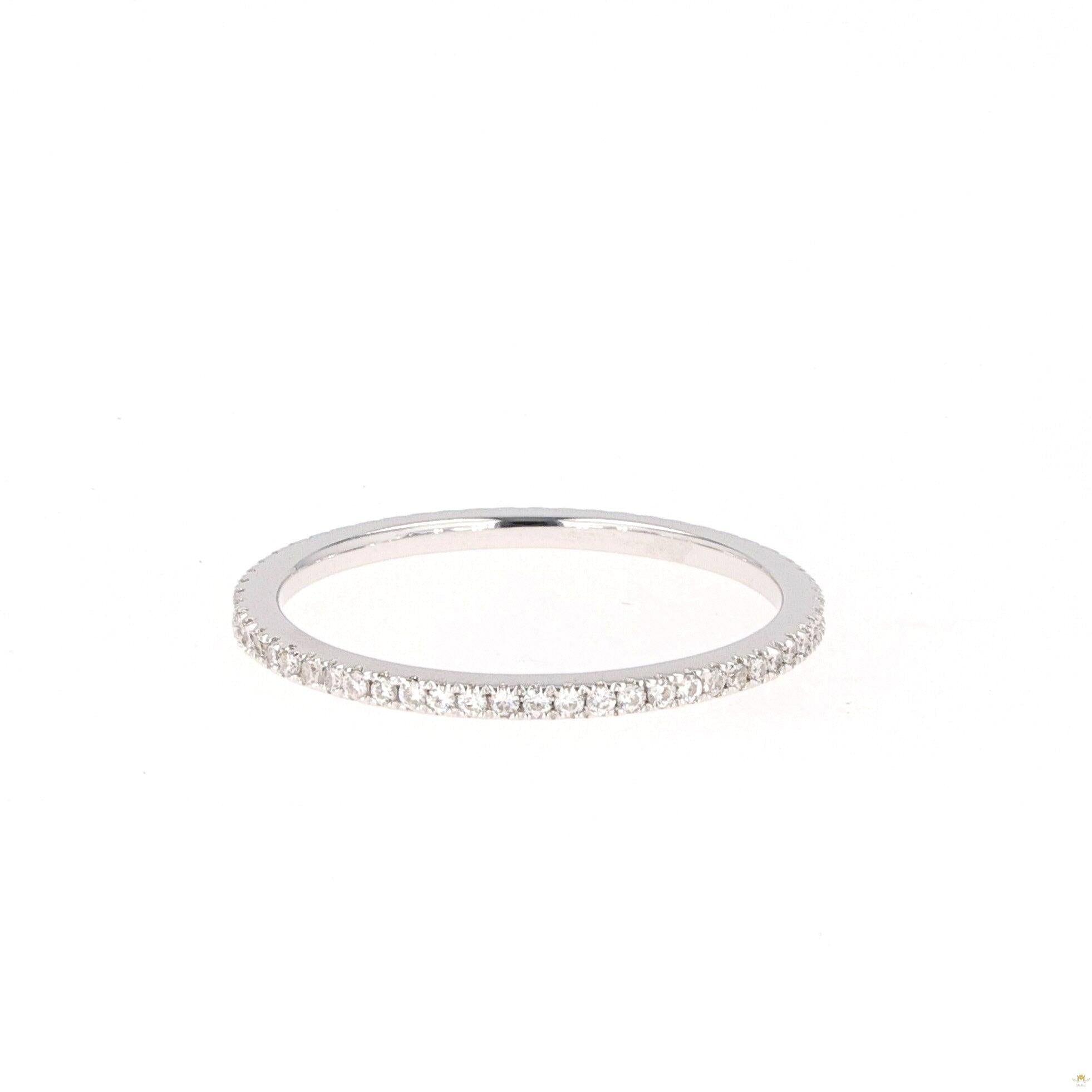 0.29 CTW   Round Near-Colorless Moissanite Pave Band in 14K White Gold