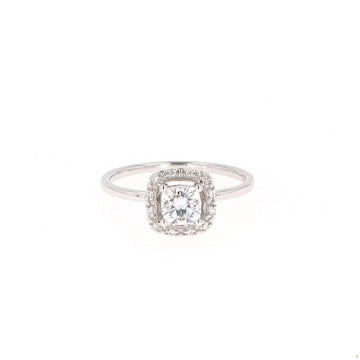 0.66 CTW   Cushion Near-Colorless Moissanite Halo Engagement Ring in 14K White Gold