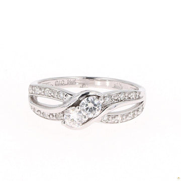 0.50 CTW   Round Near-Colorless Moissanite Two-Stone Bypass Ring in 14K White Gold