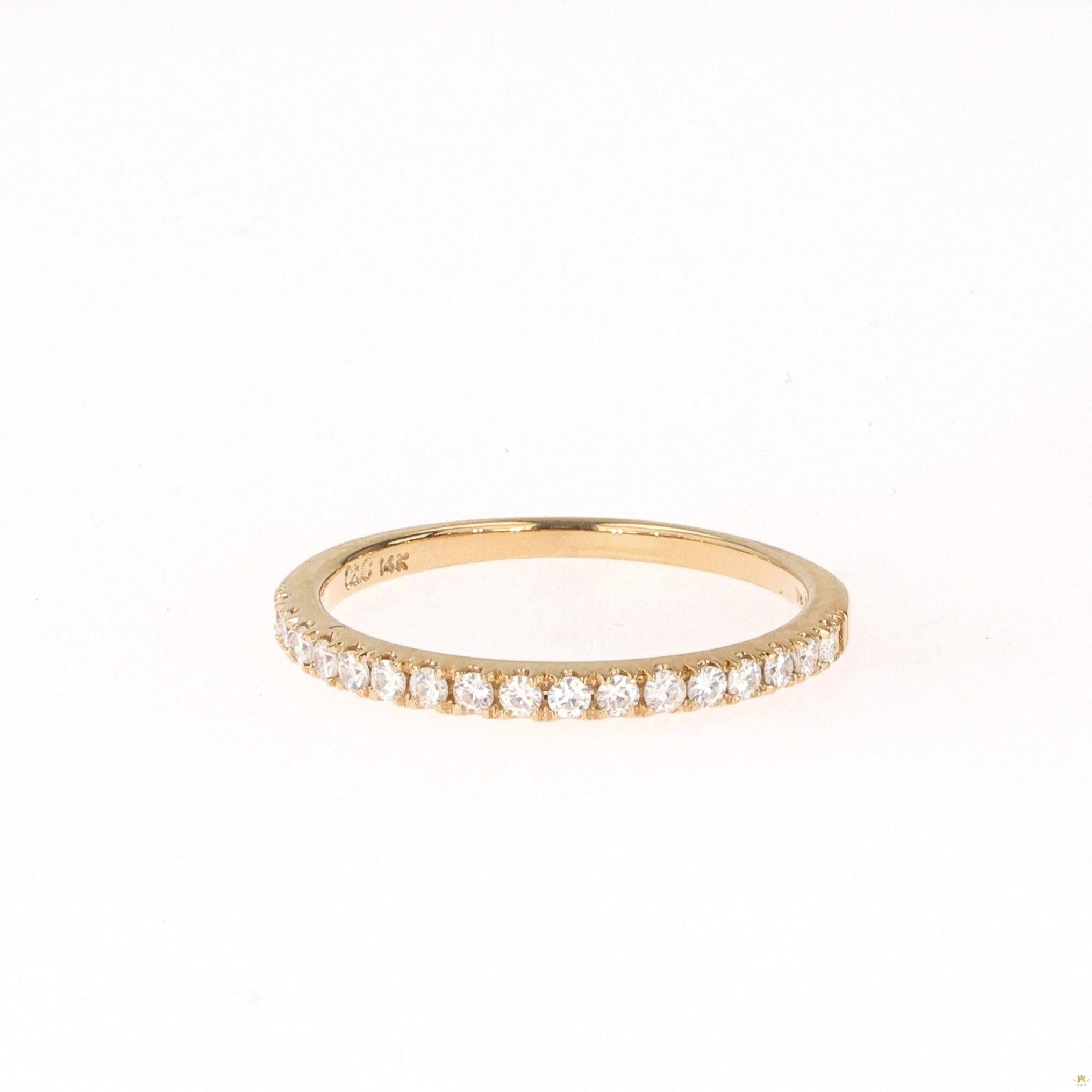 0.34 CTW   Round Near-Colorless Moissanite Pave Band in 14K Yellow Gold