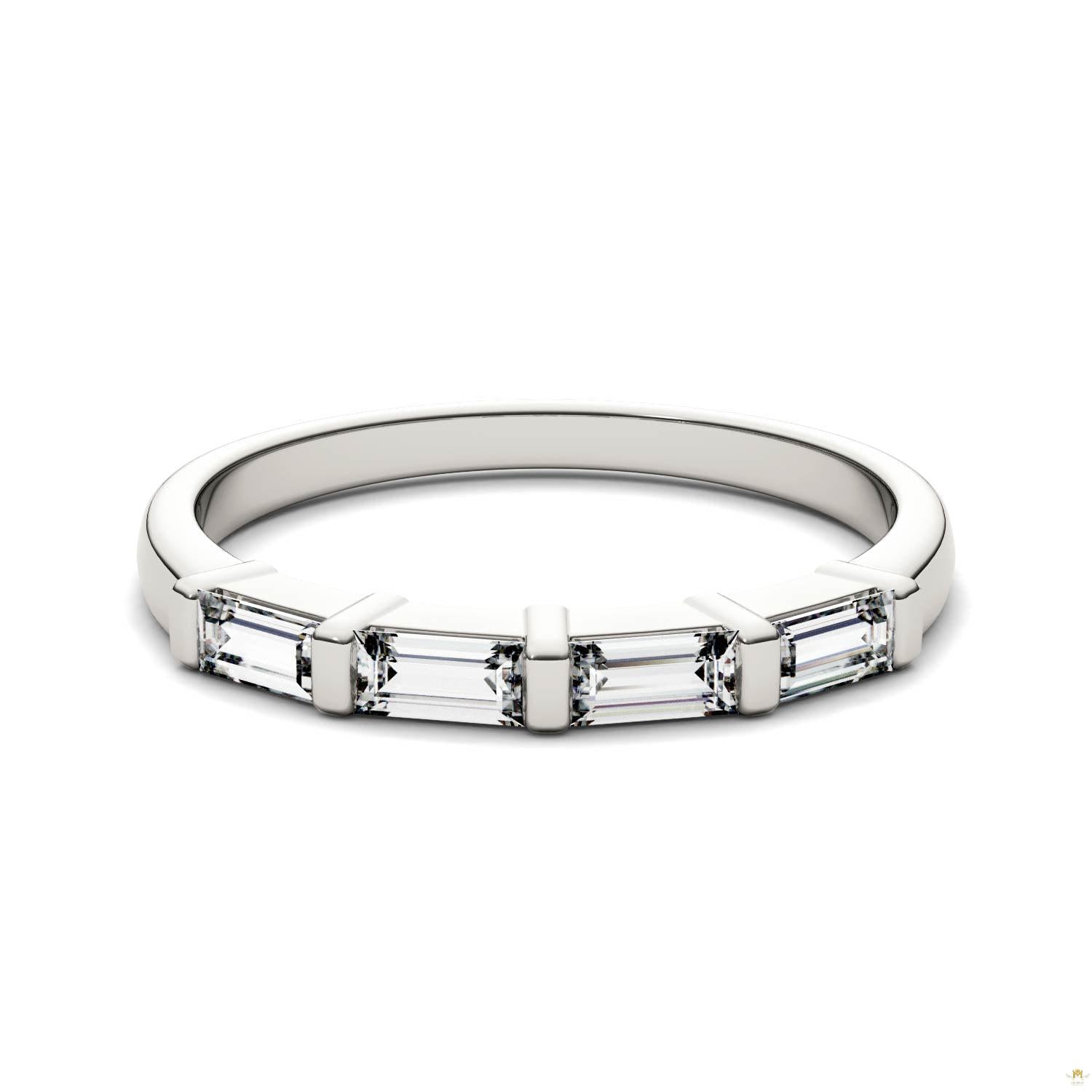 0.46 CTW   Straight Baguette Moissanite Stackable Ring in 14K White Gold
