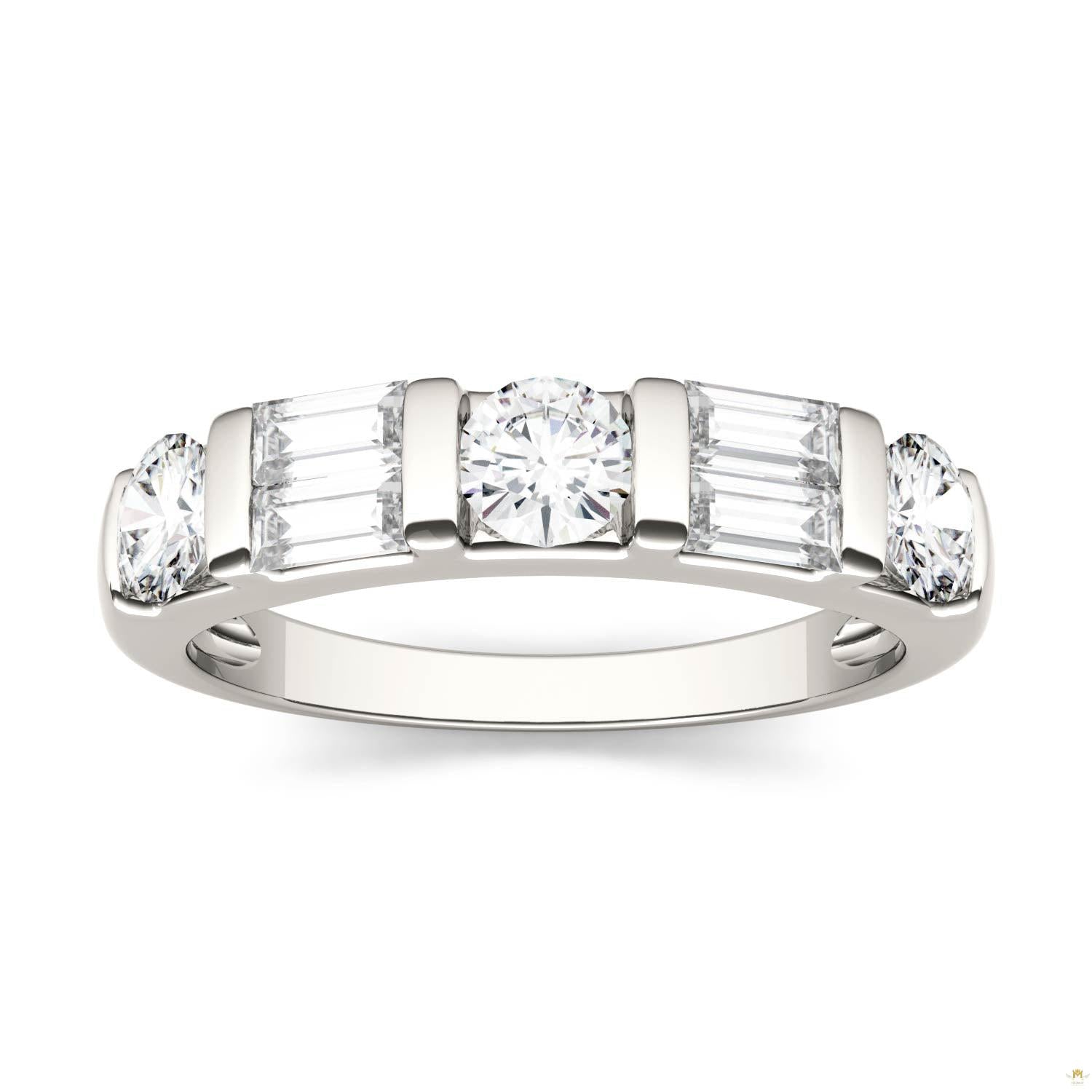 1.15 CTW   Straight Baguette Moissanite Stackable Ring in 14K White Gold