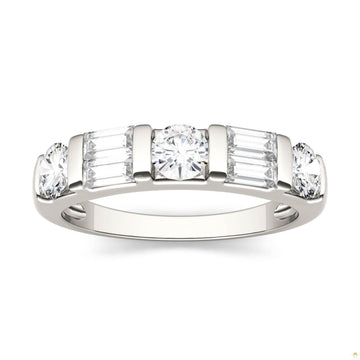 1.15 CTW   Straight Baguette Moissanite Stackable Ring in 14K White Gold