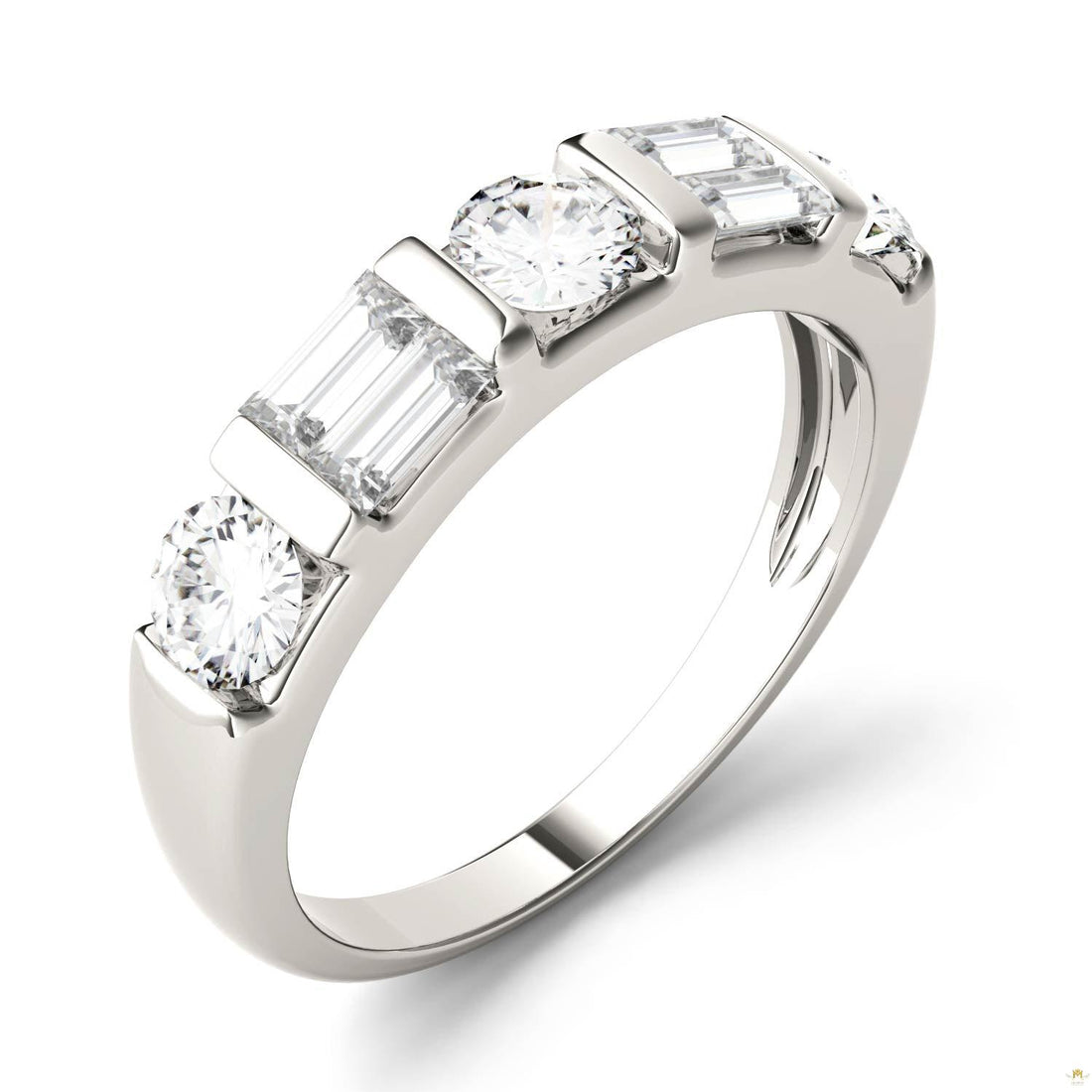 1.15 CTW   Straight Baguette Moissanite Stackable Ring in 14K White Gold