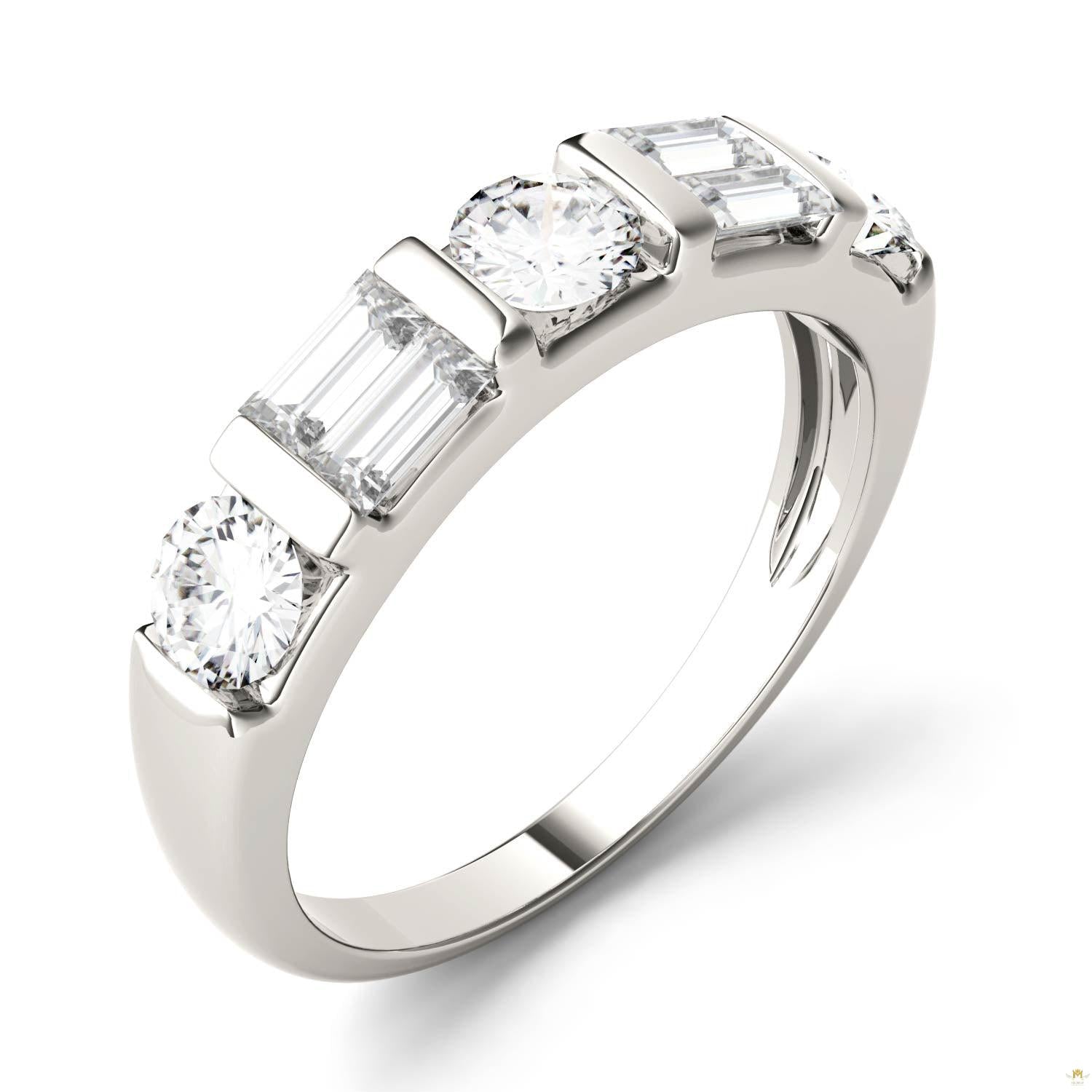 1.15 CTW   Straight Baguette Moissanite Stackable Ring in 14K White Gold