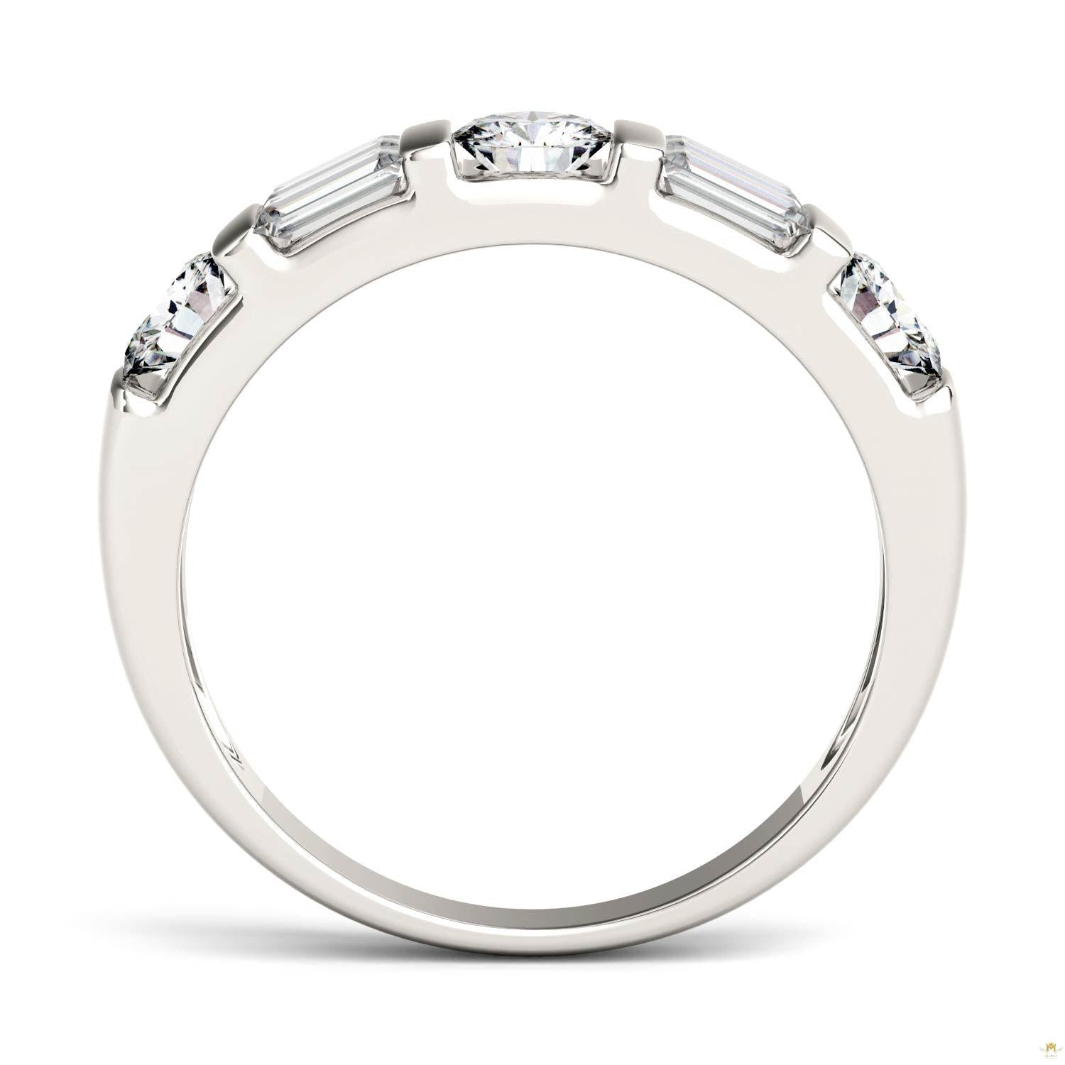 1.15 CTW   Straight Baguette Moissanite Stackable Ring in 14K White Gold
