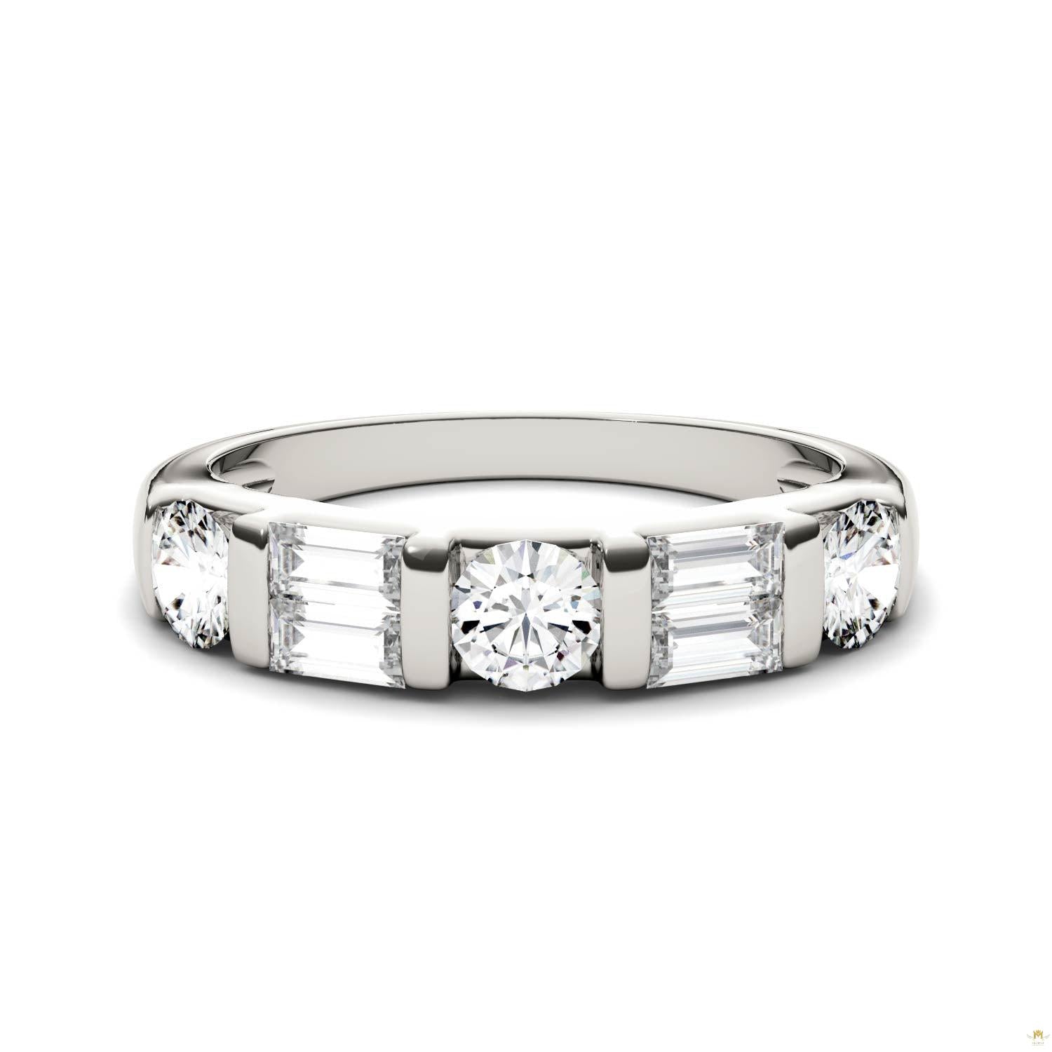 1.15 CTW   Straight Baguette Moissanite Stackable Ring in 14K White Gold
