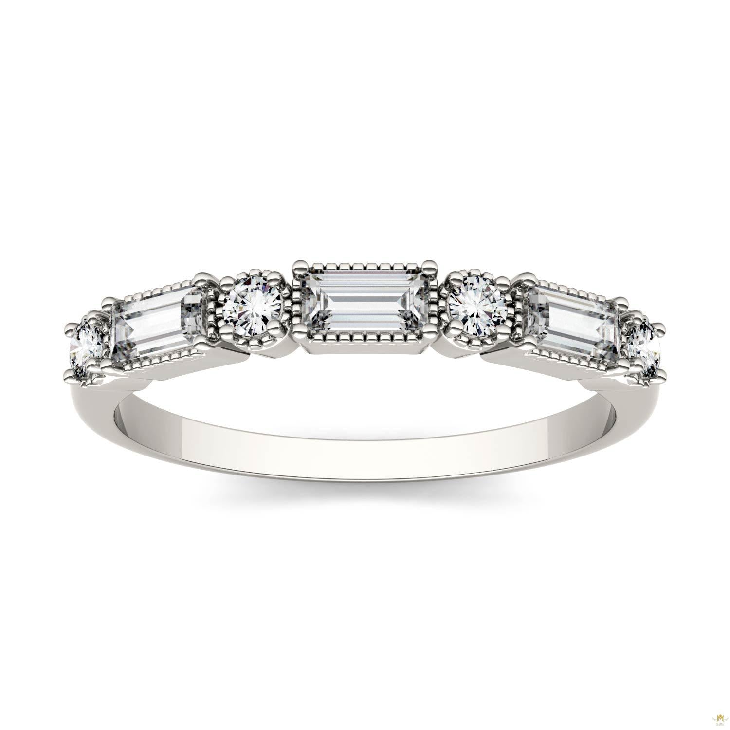 0.47 CTW   Straight Baguette Moissanite Stackable Ring in 14K White Gold
