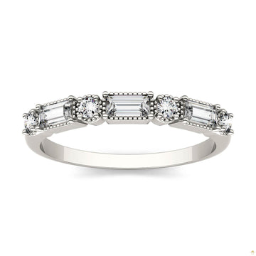 0.47 CTW   Straight Baguette Moissanite Stackable Ring in 14K White Gold