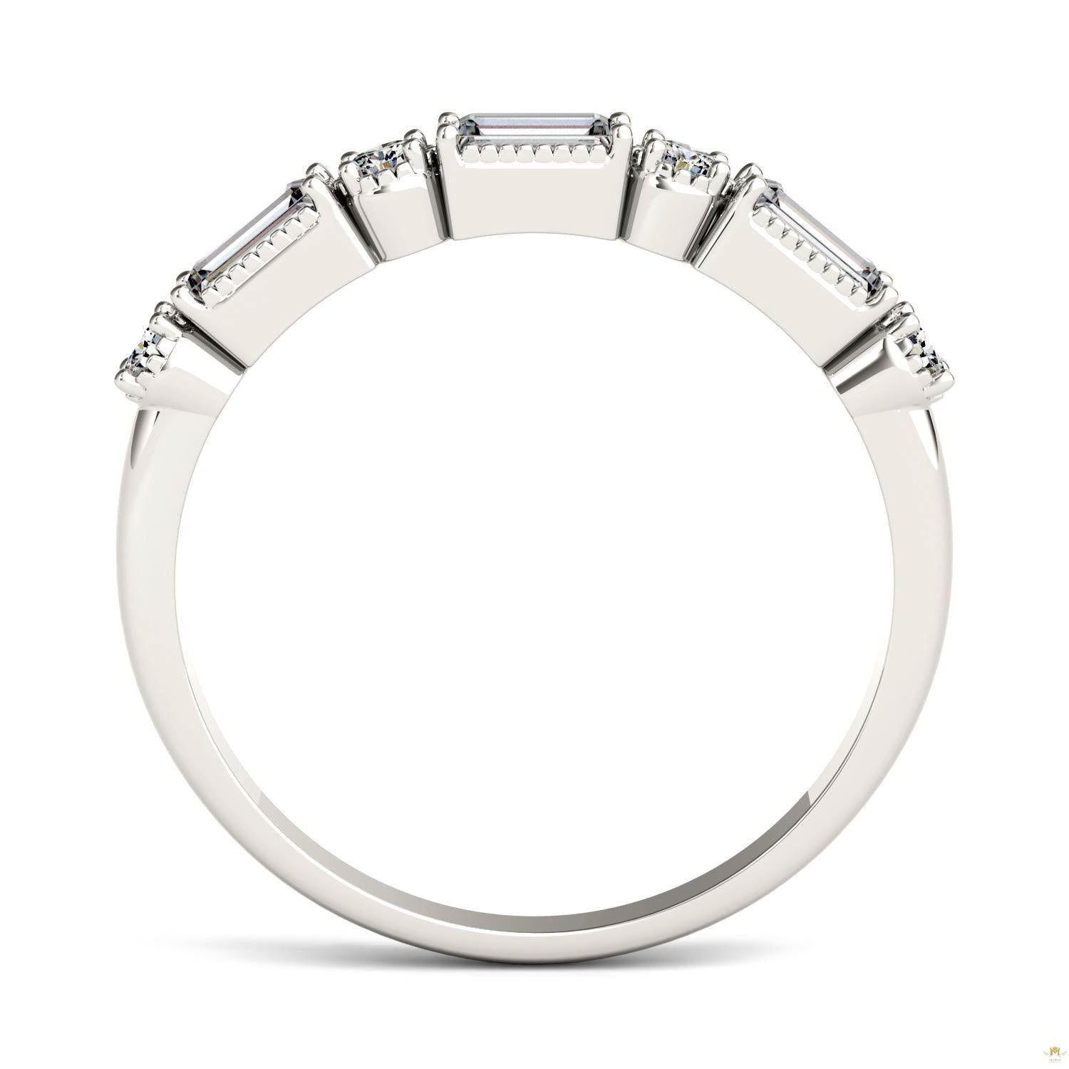0.47 CTW   Straight Baguette Moissanite Stackable Ring in 14K White Gold