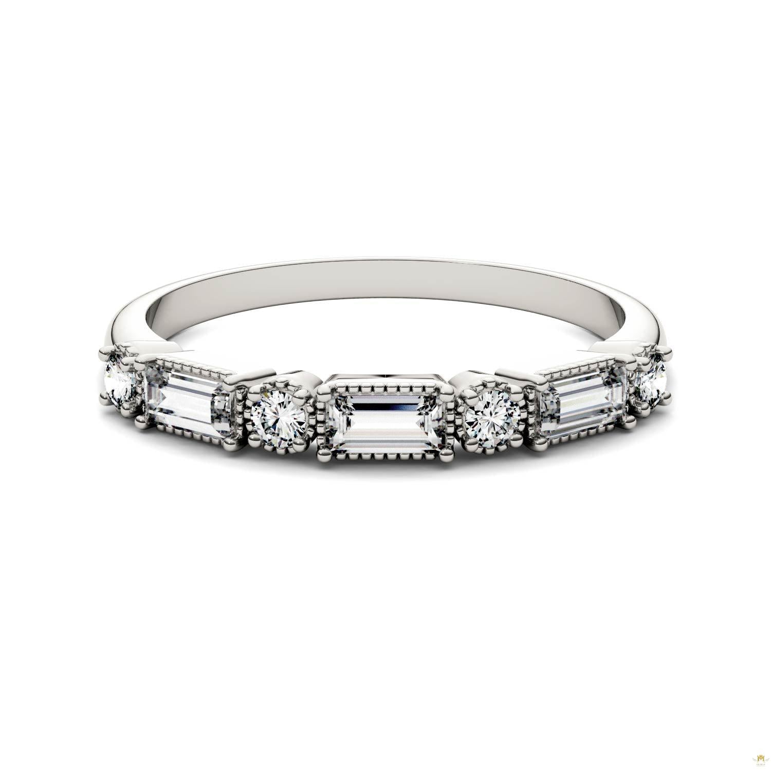 0.47 CTW   Straight Baguette Moissanite Stackable Ring in 14K White Gold