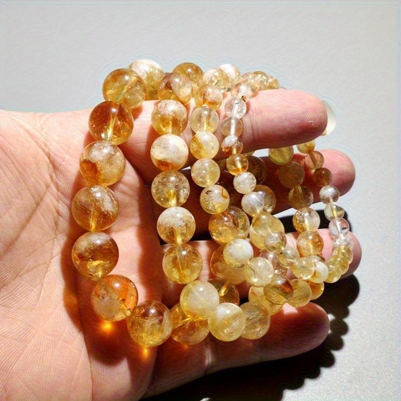 Elegant Natural Citrine Round Bead Bracelet