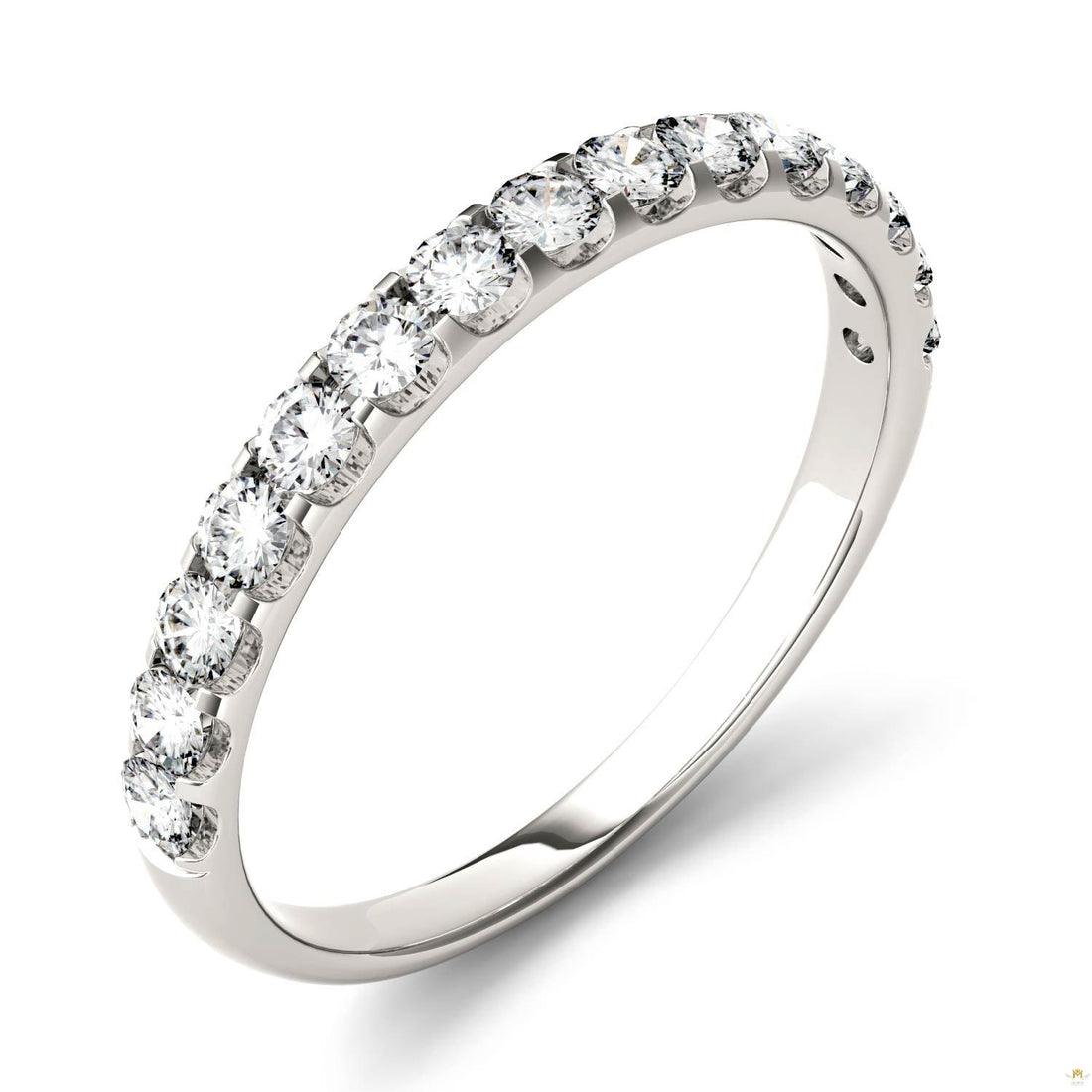0.45 CTW   Round Moissanite Anniversary Band in 14K White Gold