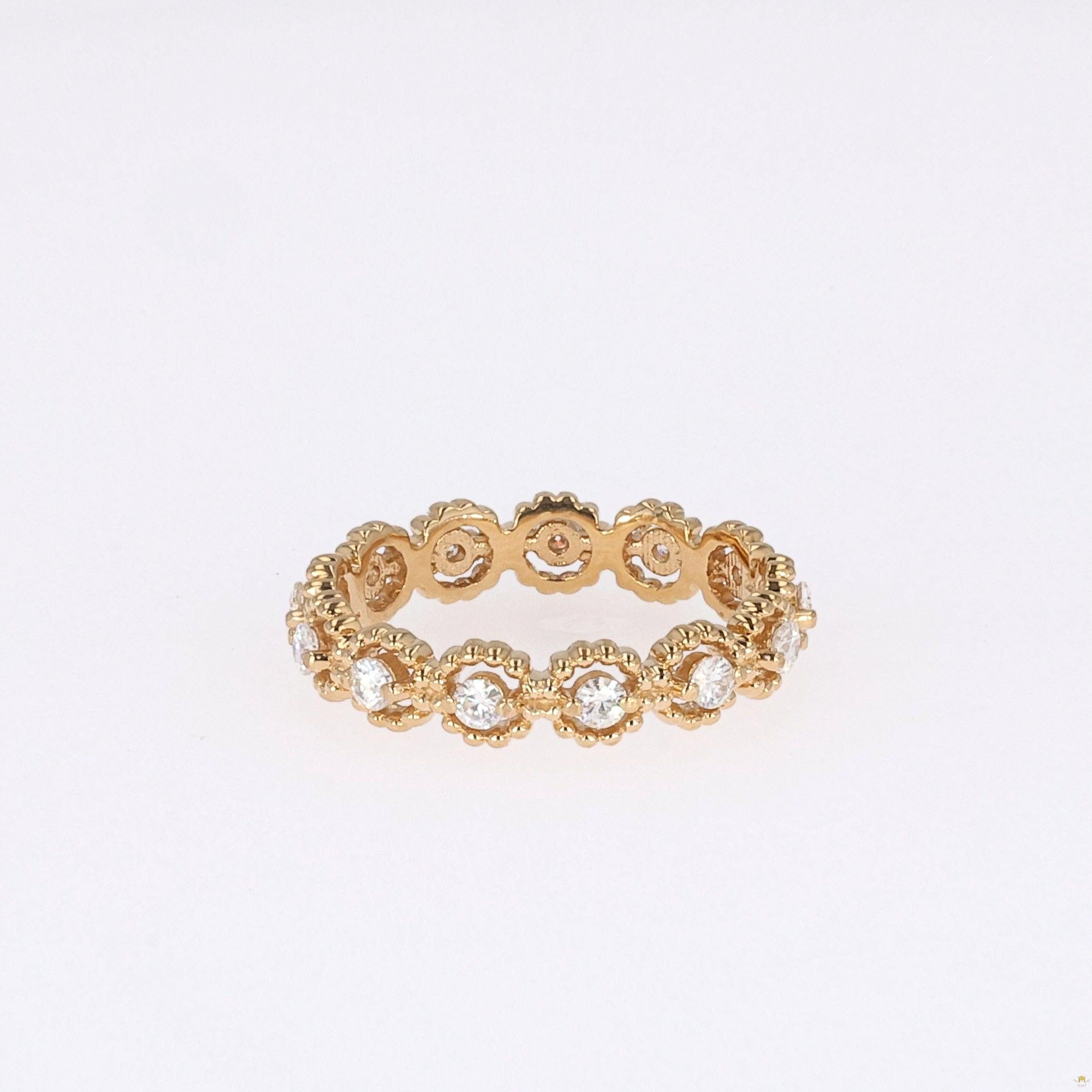 0.59 CTW   Round Near-Colorless Moissanite Band in 14K Yellow Gold