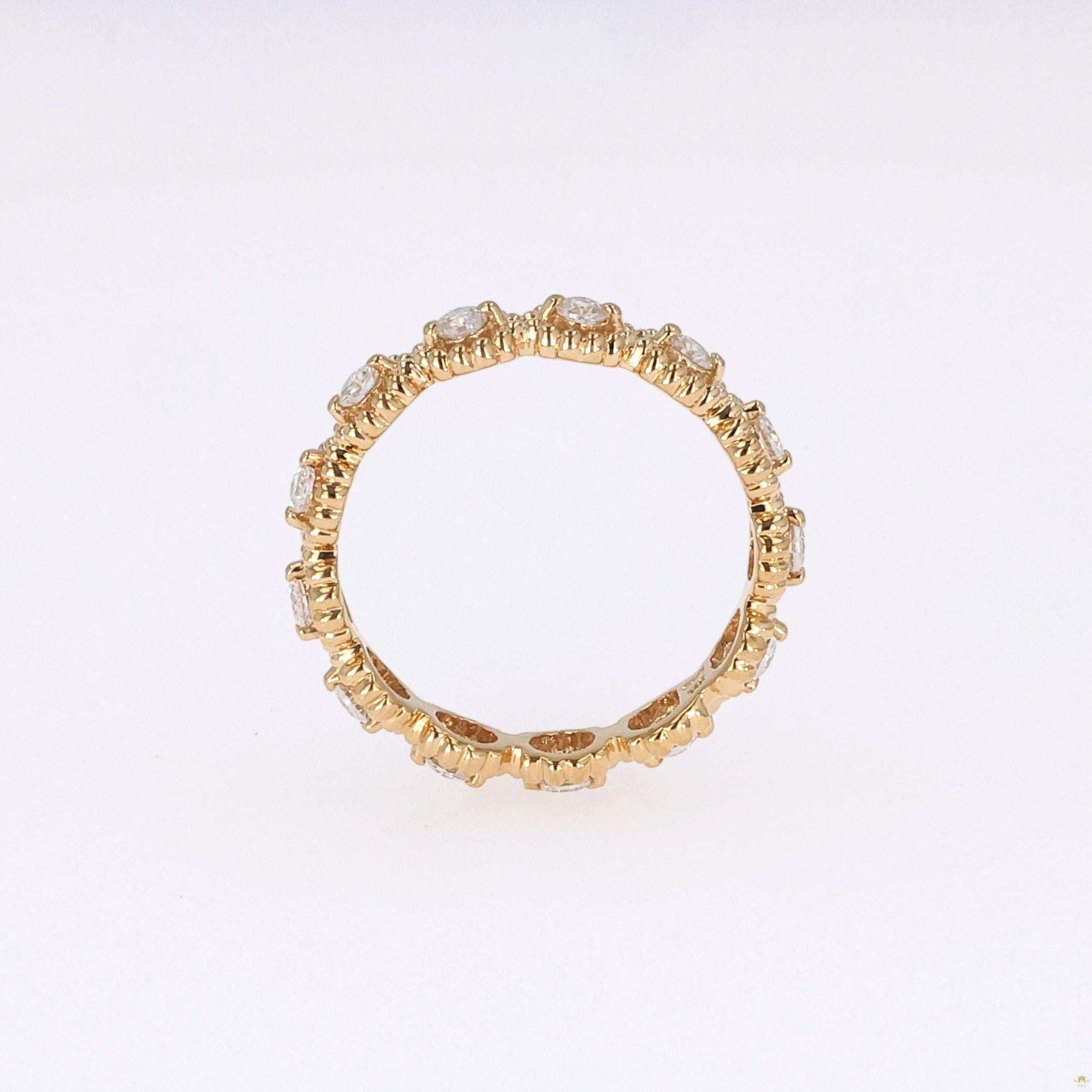 0.59 CTW   Round Near-Colorless Moissanite Band in 14K Yellow Gold