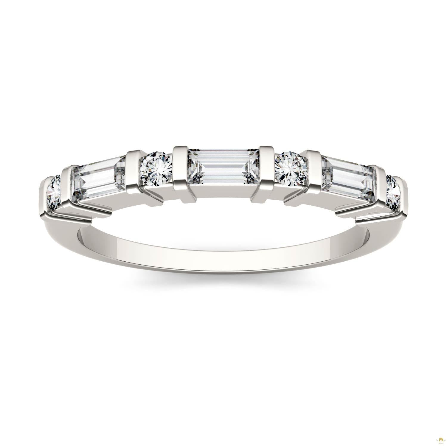 0.47 CTW   Straight Baguette Moissanite Stackable Ring in 14K White Gold