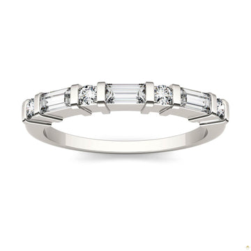 0.47 CTW   Straight Baguette Moissanite Stackable Ring in 14K White Gold