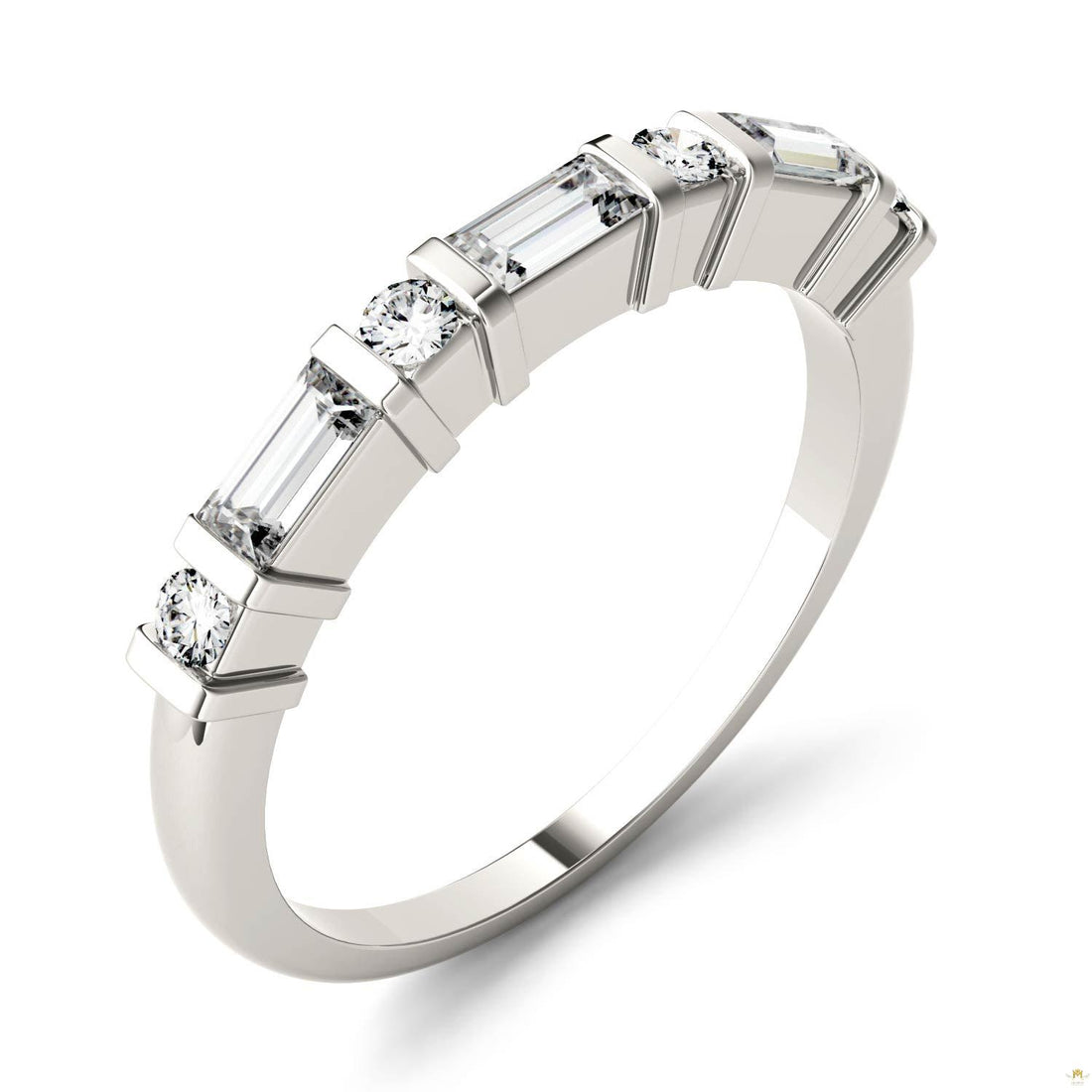 0.47 CTW   Straight Baguette Moissanite Stackable Ring in 14K White Gold
