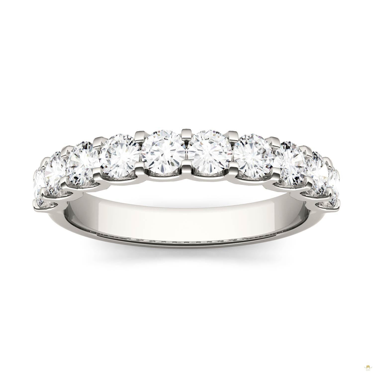 1.00 CTW   Round Moissanite Band in 14K White Gold