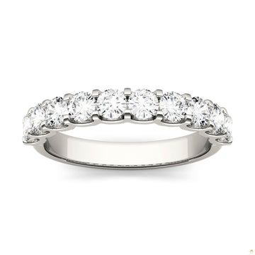 1.00 CTW   Round Moissanite Band in 14K White Gold
