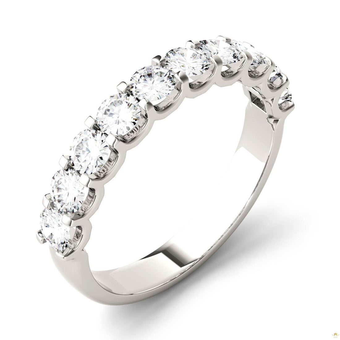 1.00 CTW   Round Moissanite Band in 14K White Gold