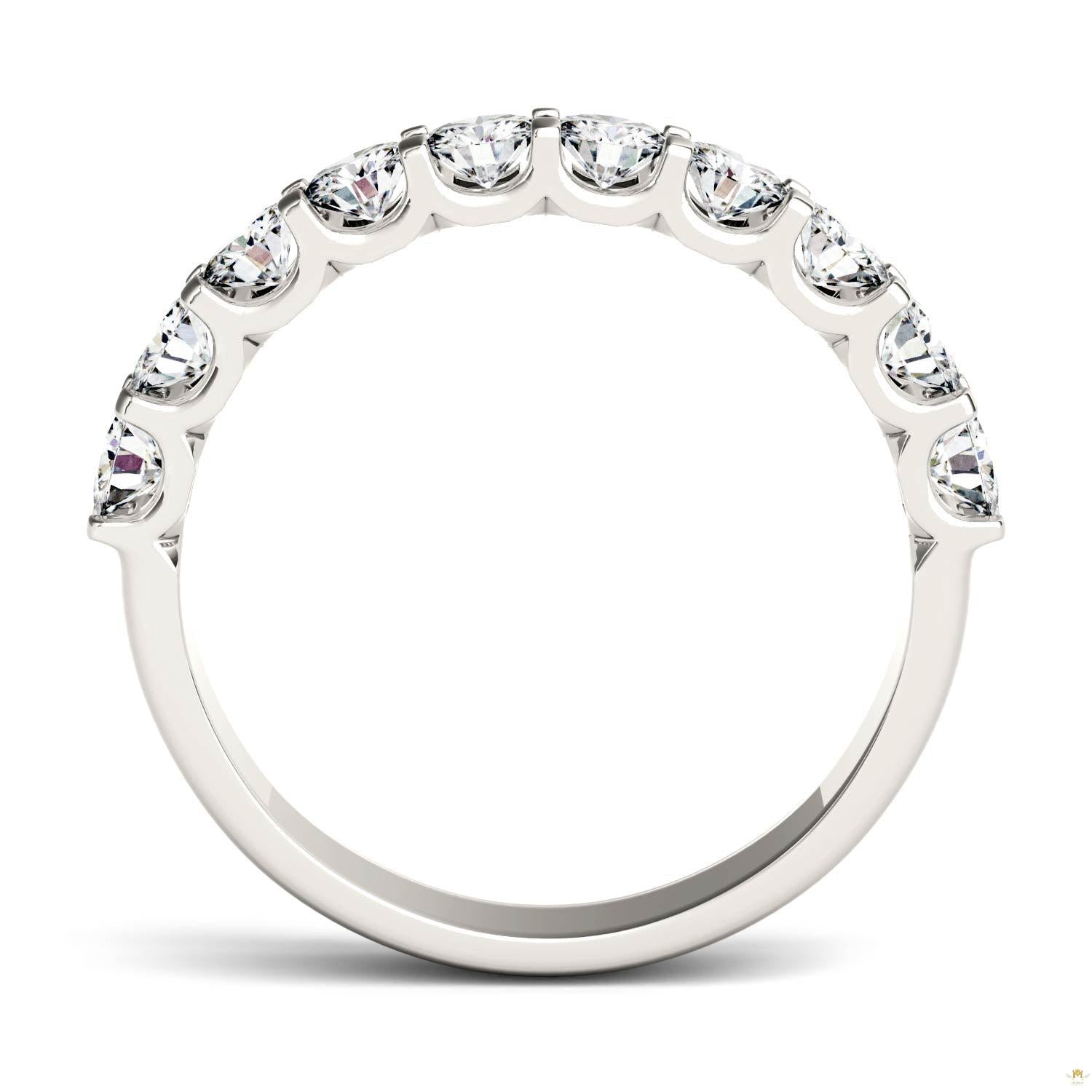 1.00 CTW   Round Moissanite Band in 14K White Gold