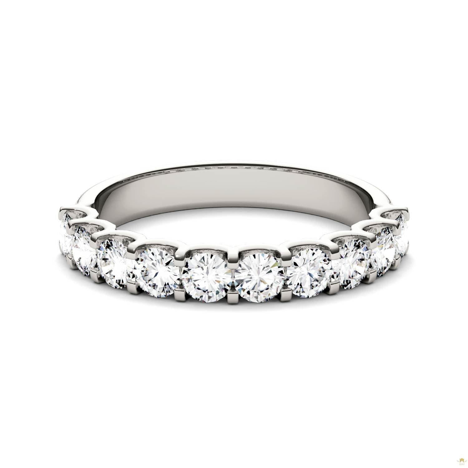 1.00 CTW   Round Moissanite Band in 14K White Gold