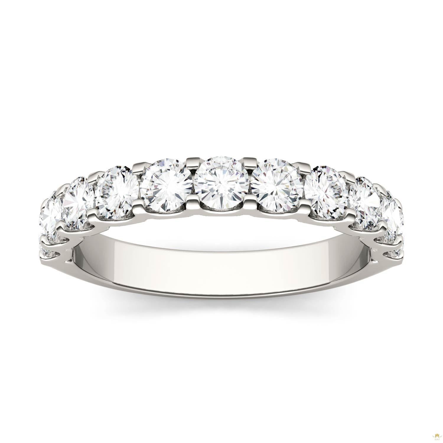 1.10 CTW   Round Moissanite Anniversary Band in 14K White Gold