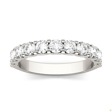 1.10 CTW   Round Moissanite Anniversary Band in 14K White Gold