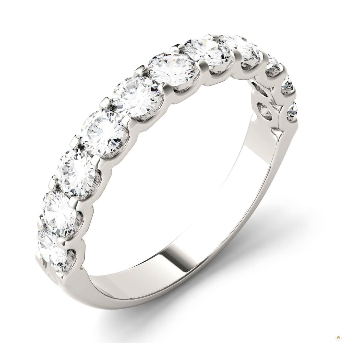 1.10 CTW   Round Moissanite Anniversary Band in 14K White Gold
