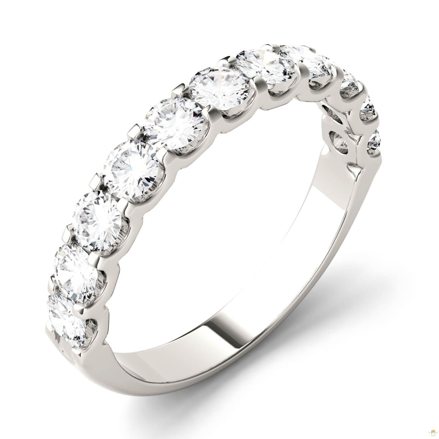 1.10 CTW   Round Moissanite Anniversary Band in 14K White Gold