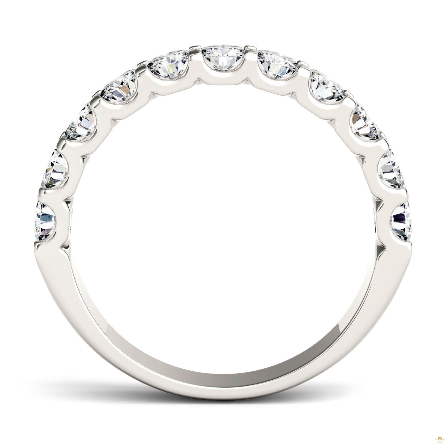 1.10 CTW   Round Moissanite Anniversary Band in 14K White Gold