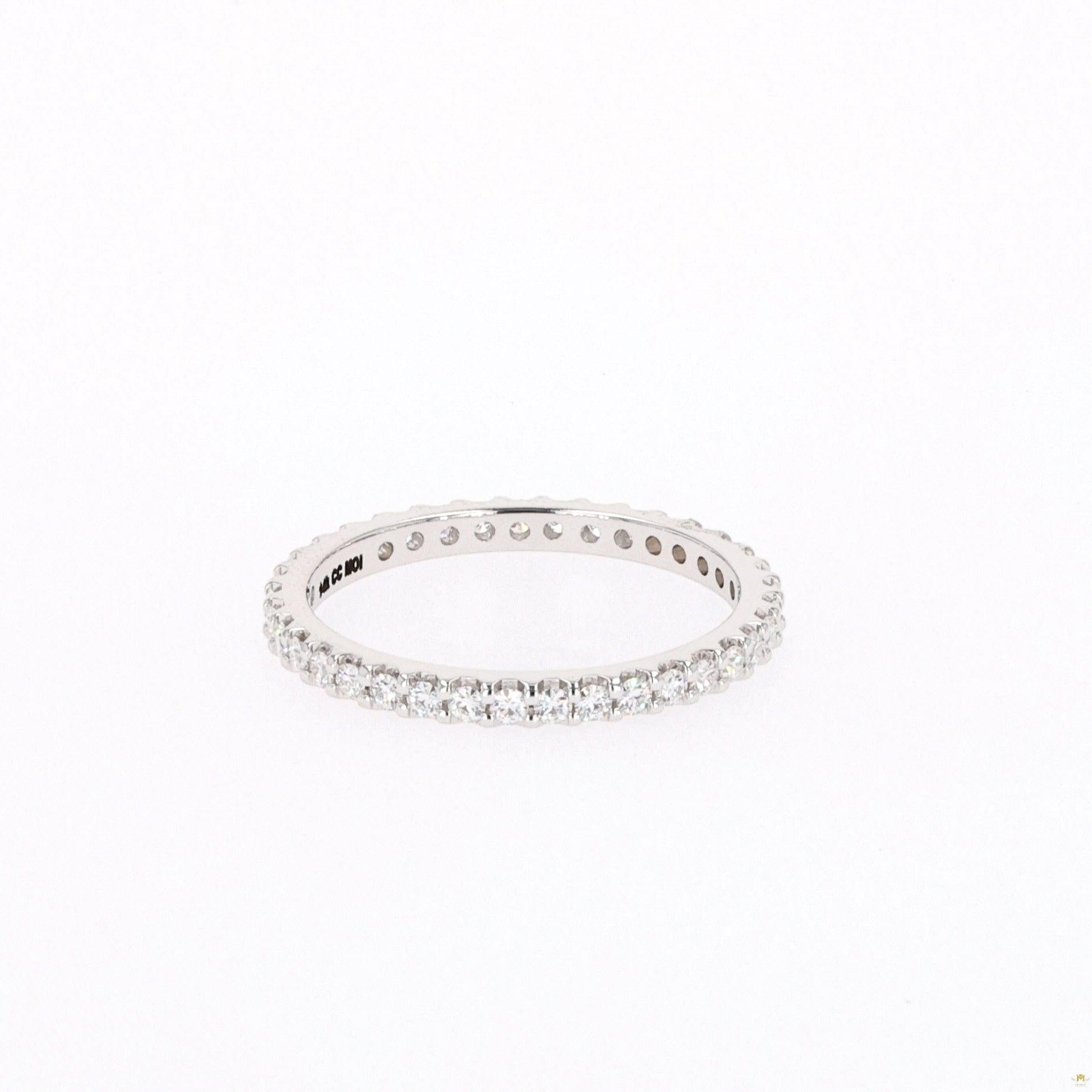 0.57 CTW   Round Near-Colorless Moissanite Eternity Ring in 14K White Gold