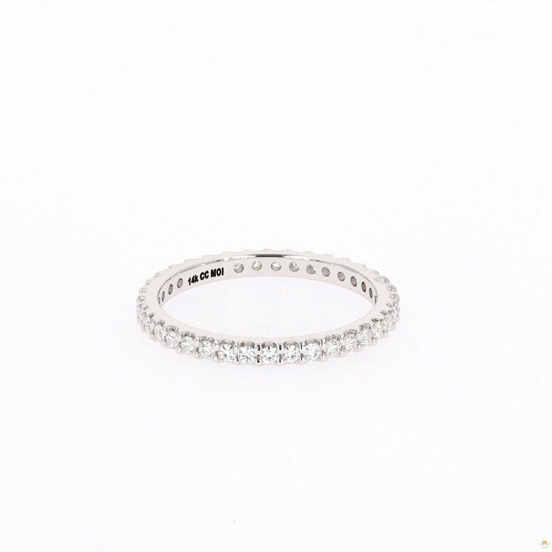 0.57 CTW   Round Near-Colorless Moissanite Eternity Ring in 14K White Gold
