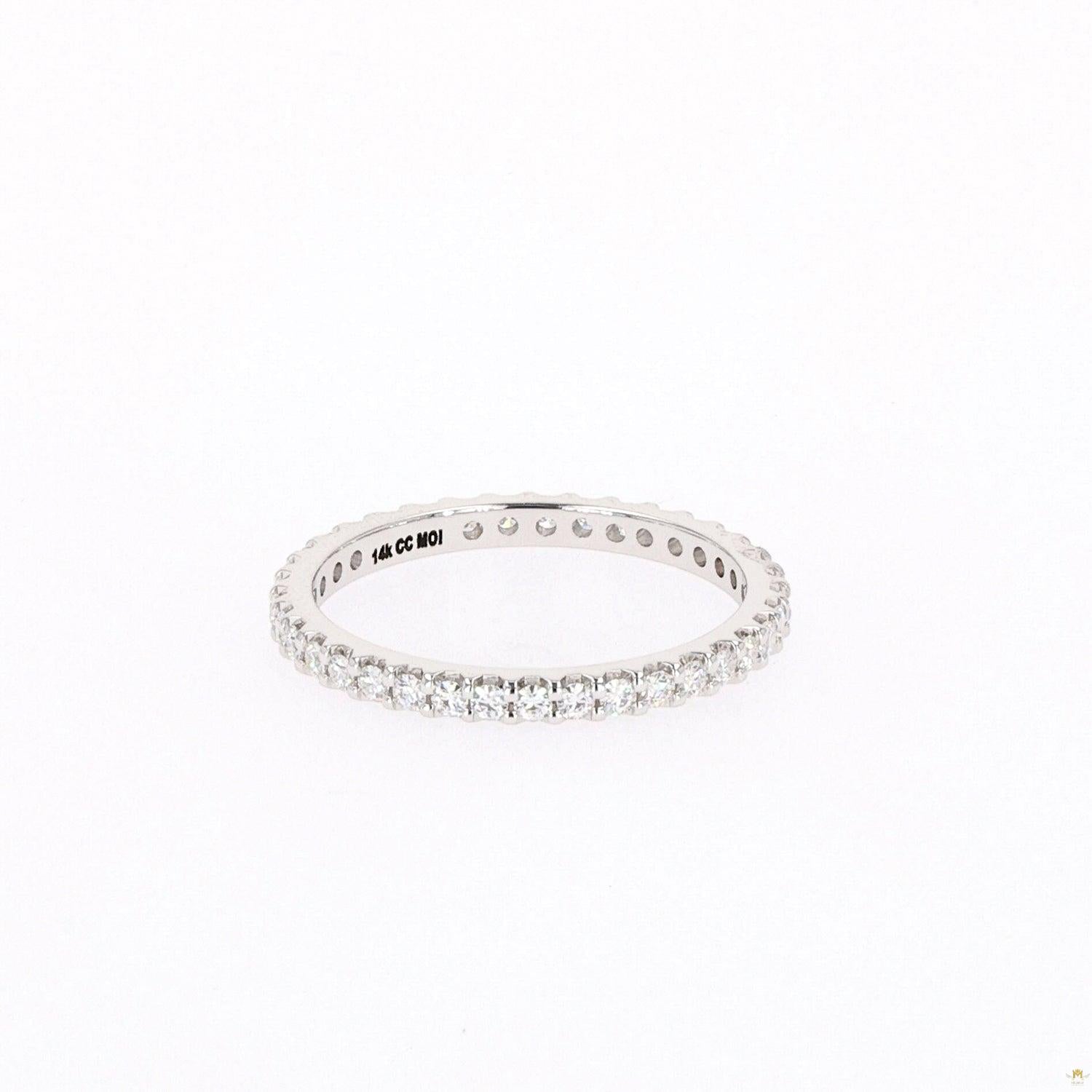 0.57 CTW   Round Near-Colorless Moissanite Eternity Ring in 14K White Gold