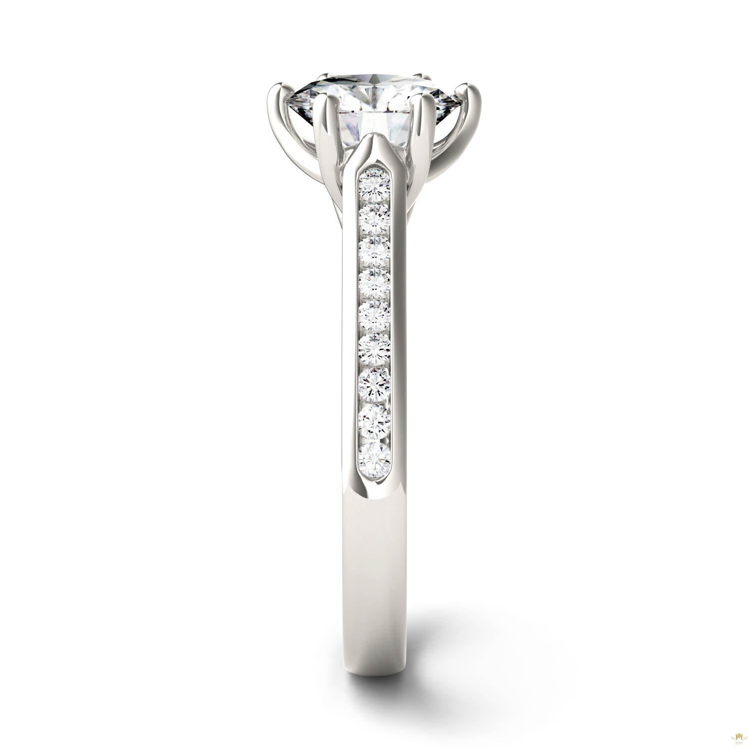 1.66 CTW   Round Moissanite Engagement Ring in 14K White Gold