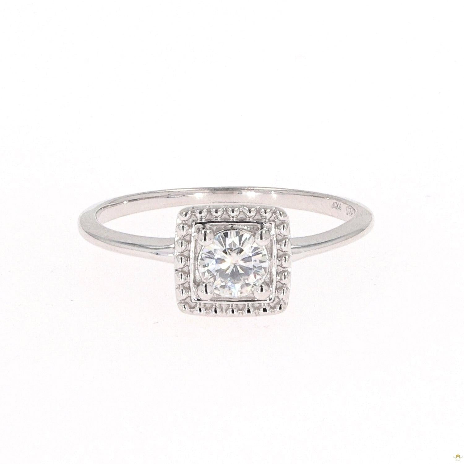 0.33 CTW   Round Moissanite Milgrain Geometric Fashion Ring in Sterling Silver