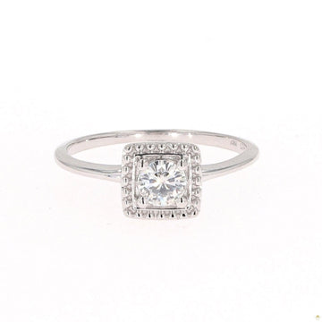 0.33 CTW   Round Moissanite Milgrain Geometric Fashion Ring in Sterling Silver