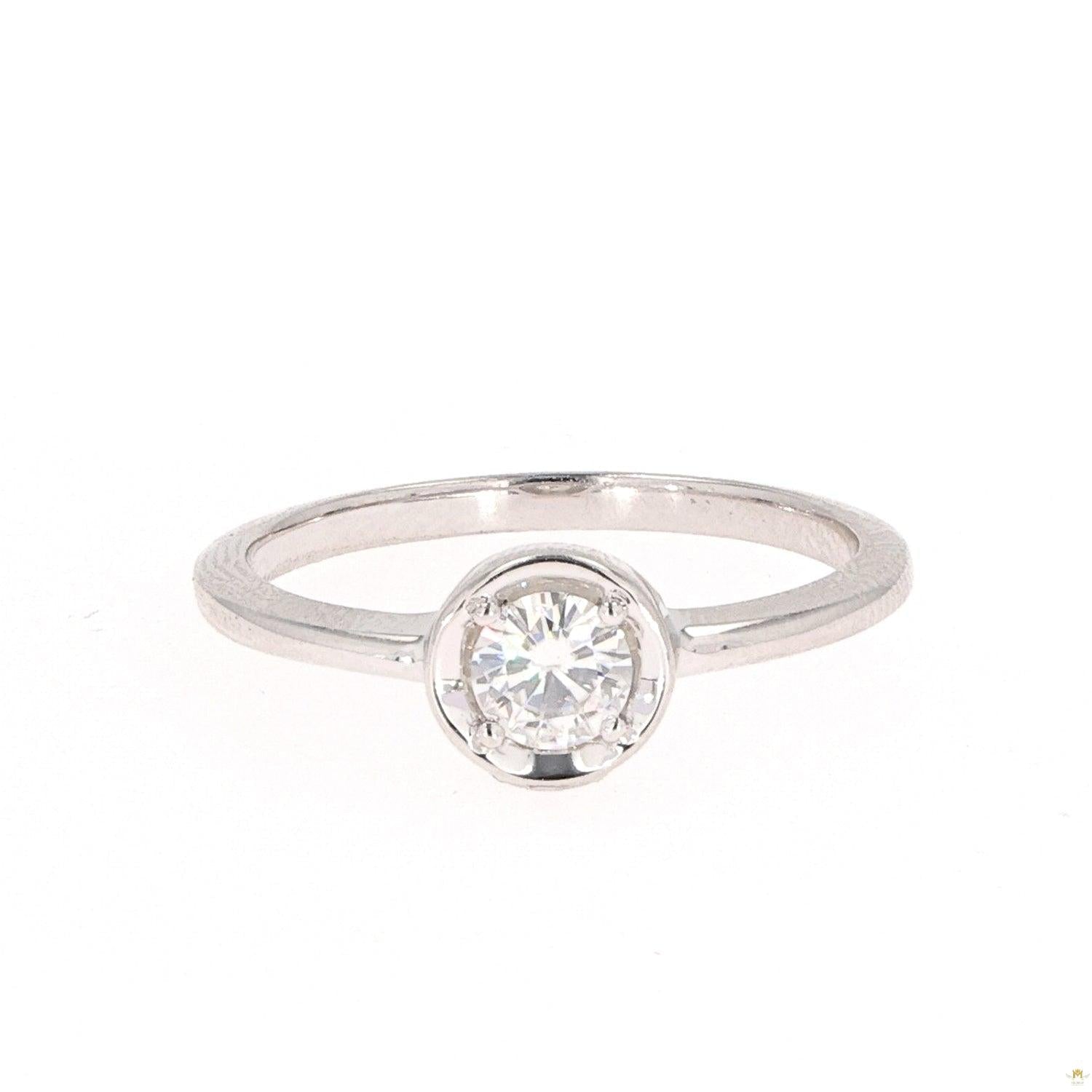 0.33 CTW   Round Moissanite Fashion Solitaire Ring in Sterling Silver