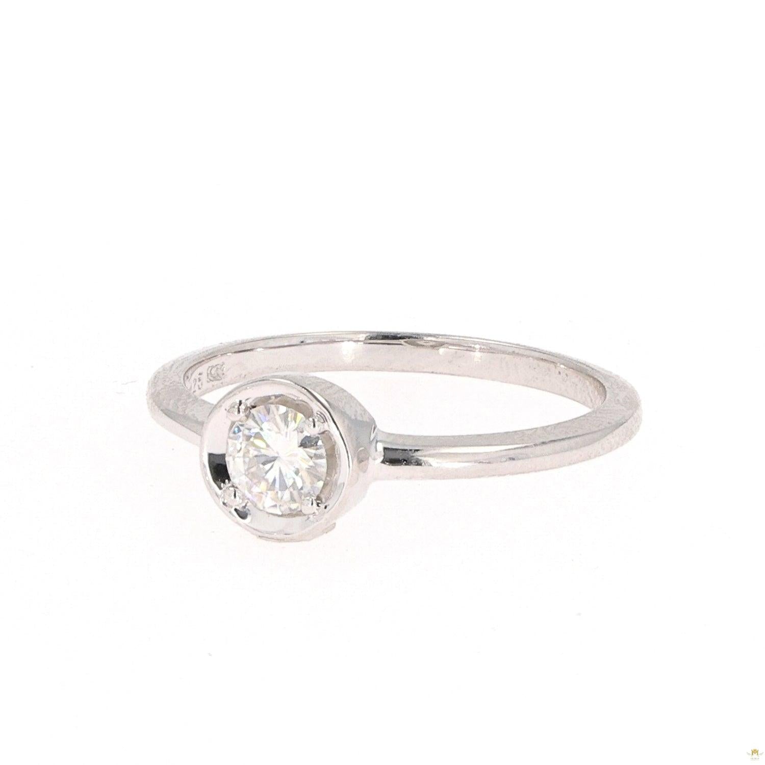 0.33 CTW   Round Moissanite Fashion Solitaire Ring in Sterling Silver