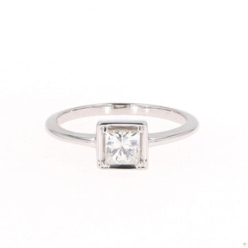 0.60 CTW   Square Moissanite Solitaire Fashion Ring in Sterling Silver